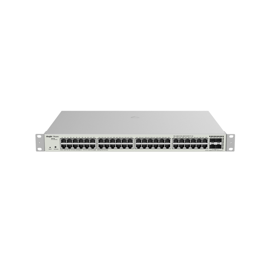 Ruijie Reyee RG-NBS3100-48GT4SFP-P-V2, 48-Port Gigabit Layer 2 Cloud Managed PoE Switch, 4 x 1G Uplinks