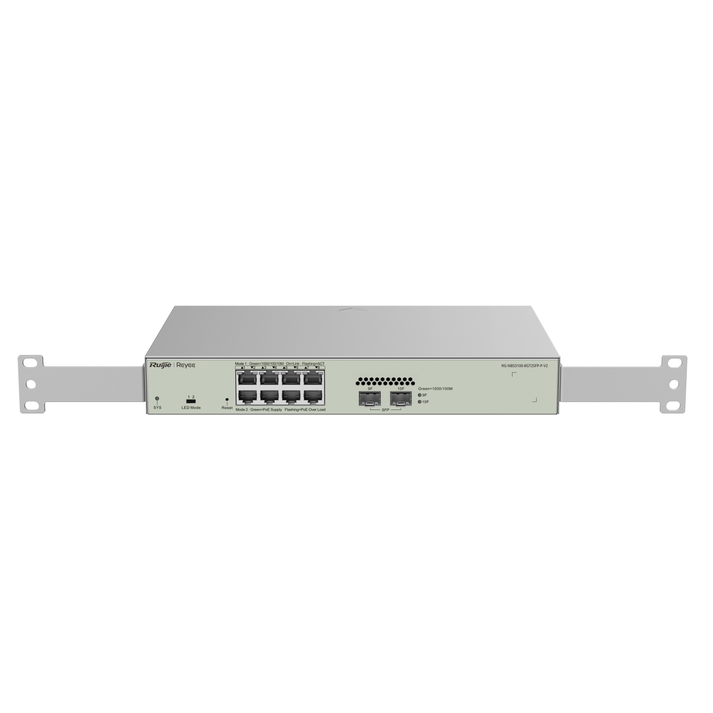 Ruijie Reyee RG-NBS3100-8GT2SFP-P-V2, 10-Port Gigabit Layer 2 Cloud Managed PoE Switch