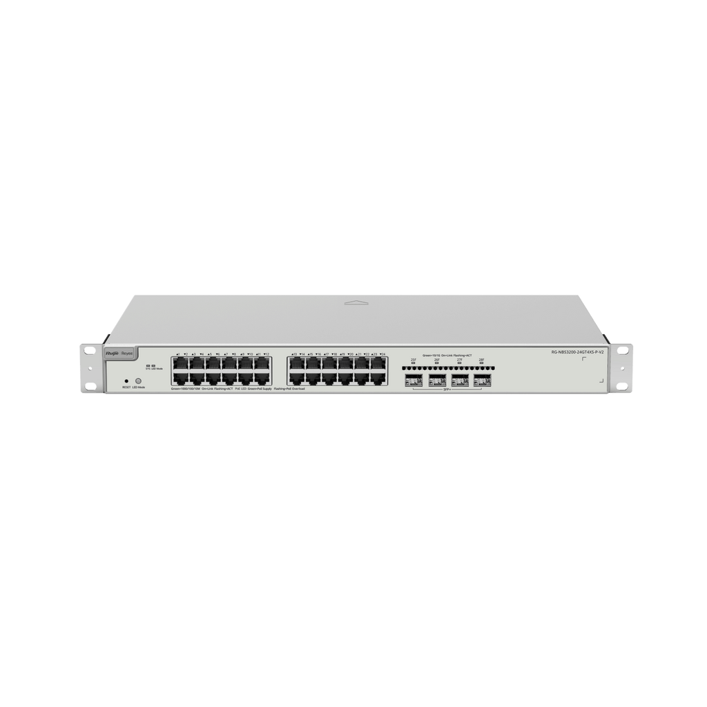 Ruijie Reyee RG-NBS3200-24GT4XS-P-V2, 24-Port Gigabit Layer 2+ Cloud Managed PoE Switch, 4 x 10G Uplinks