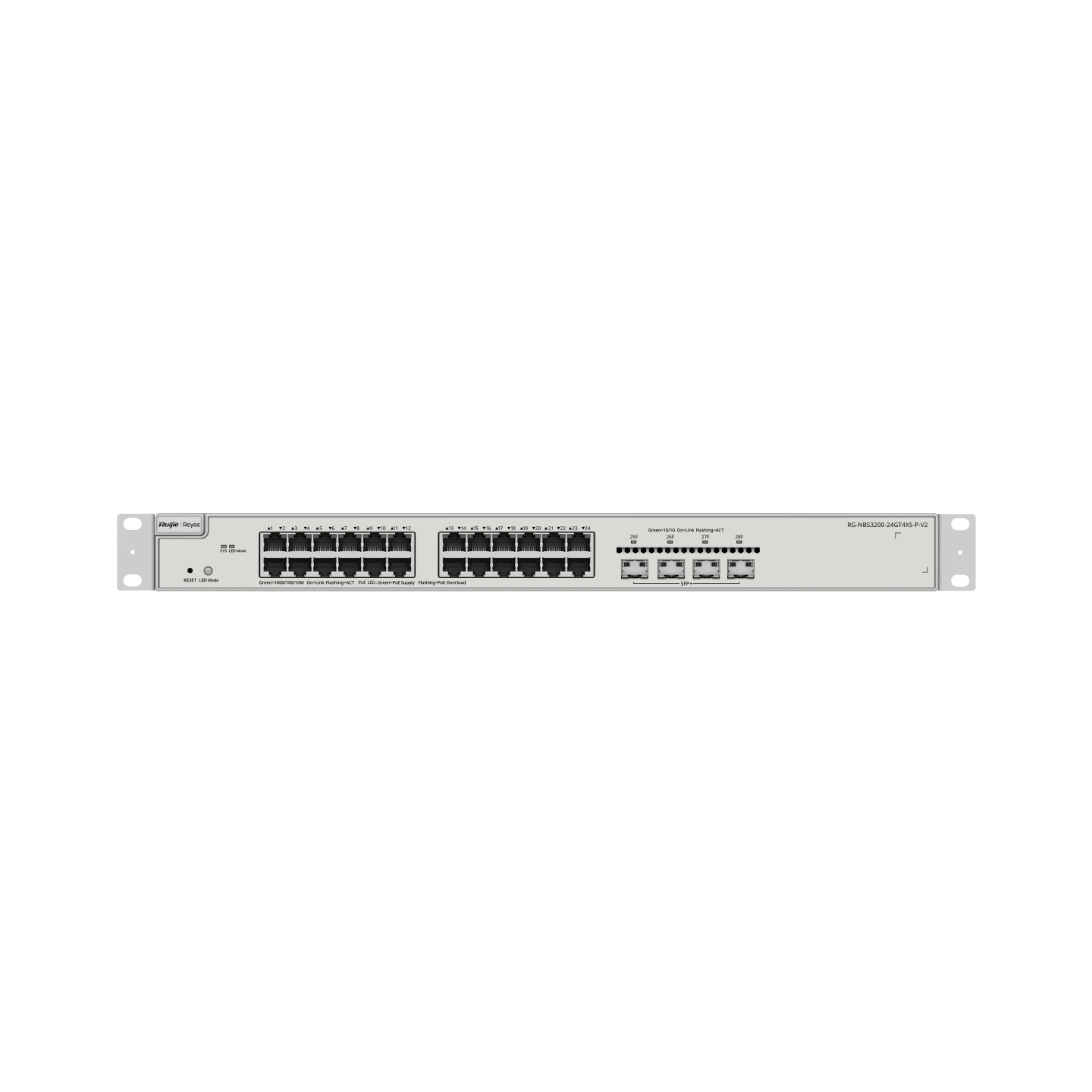 Ruijie Reyee RG-NBS3200-24GT4XS-P-V2, 24-Port Gigabit Layer 2+ Cloud Managed PoE Switch, 4 x 10G Uplinks