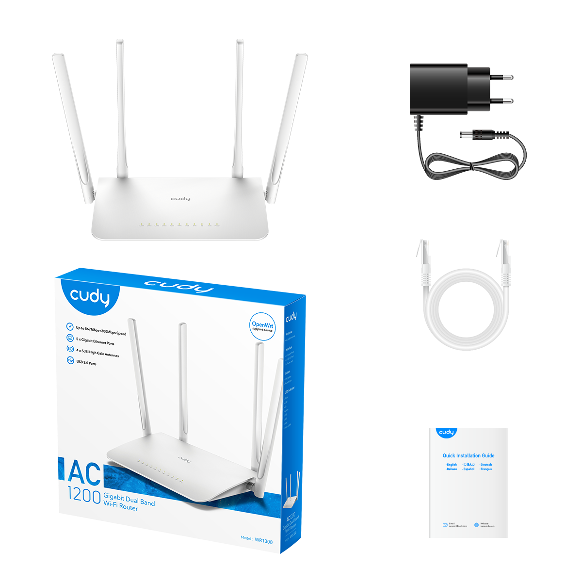 Cudy WR1300 AC1200 Gigabit Dual Band Mesh Wi-Fi Router
